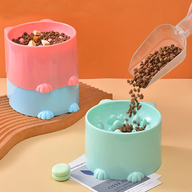 

1pcs Cat Bowl Anti-Choking Slow Food Bowl Pink Blue Green Food Feeding Dishes Pet Slow Eat Feeders for Small Medium Dogs Dishes