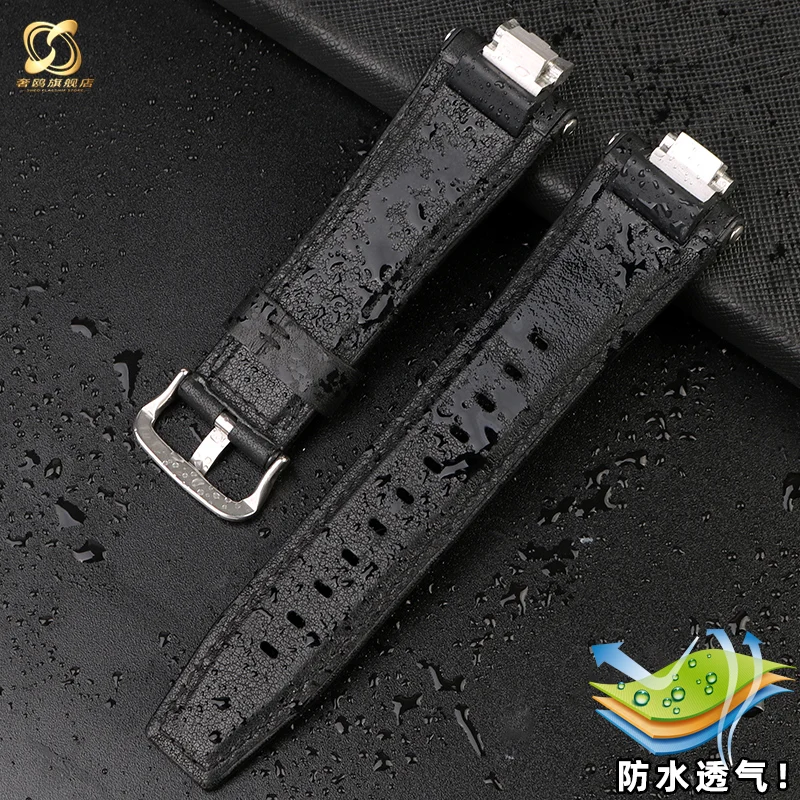 14mm Stainless Steel adapter Italian Genuine Leather Watchband For Casio G-Shock GST-B400 men cowhide Watch Strap nylon Bracelet