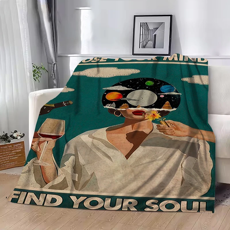 

Lose Your Mind Find Your Sou Print Blanket 4 Season Soft Fluffy Throw Kids Adult Quilt Sofa Bed Blanket Outdoor Travel Camping