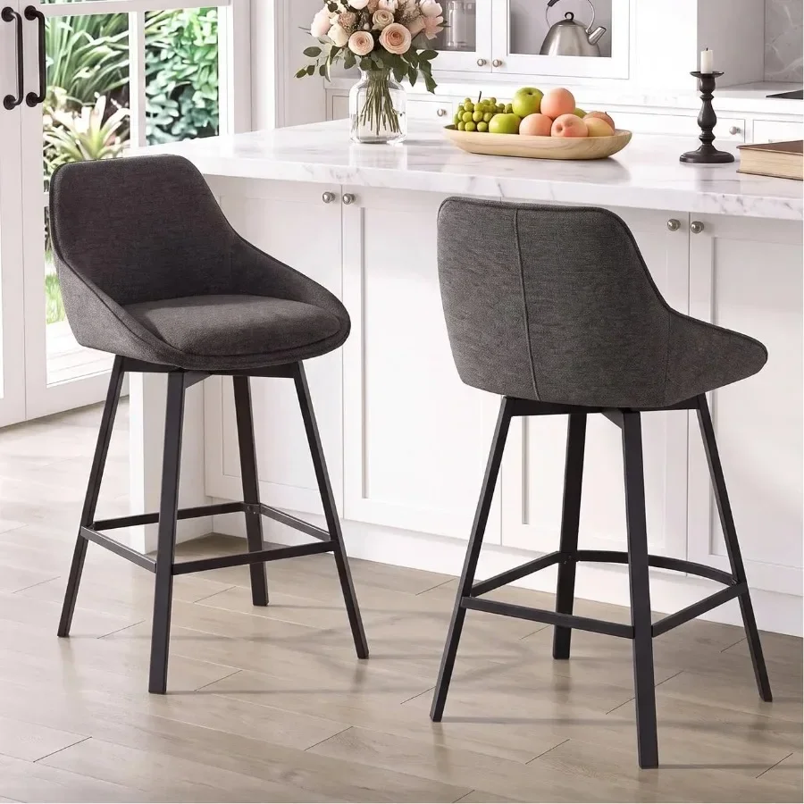 Swivel Bar Stools, Modern Counter Height Stool with Back