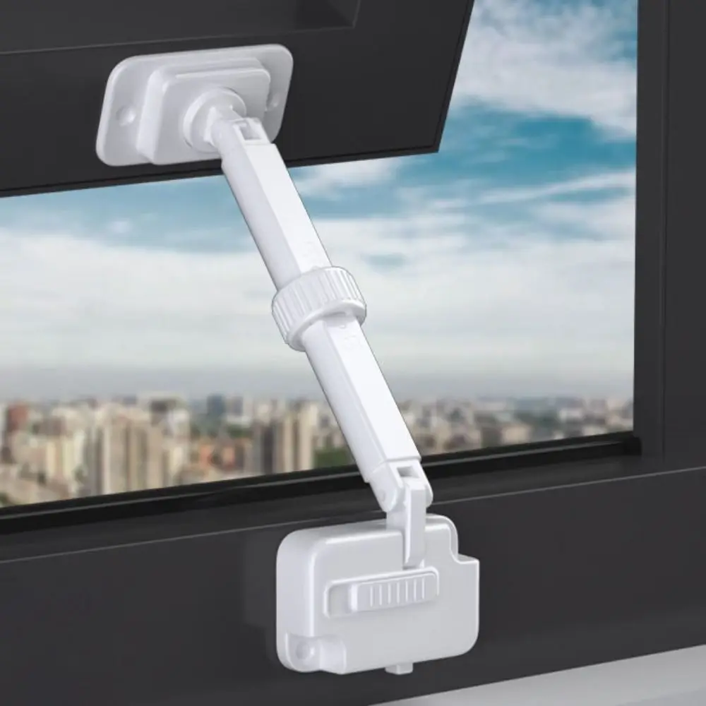 Durable Punch-free Window Lock Limiter Self-adhesive Adjustable Window Stopper Anti Theft ABS Baby Safety Lock Office