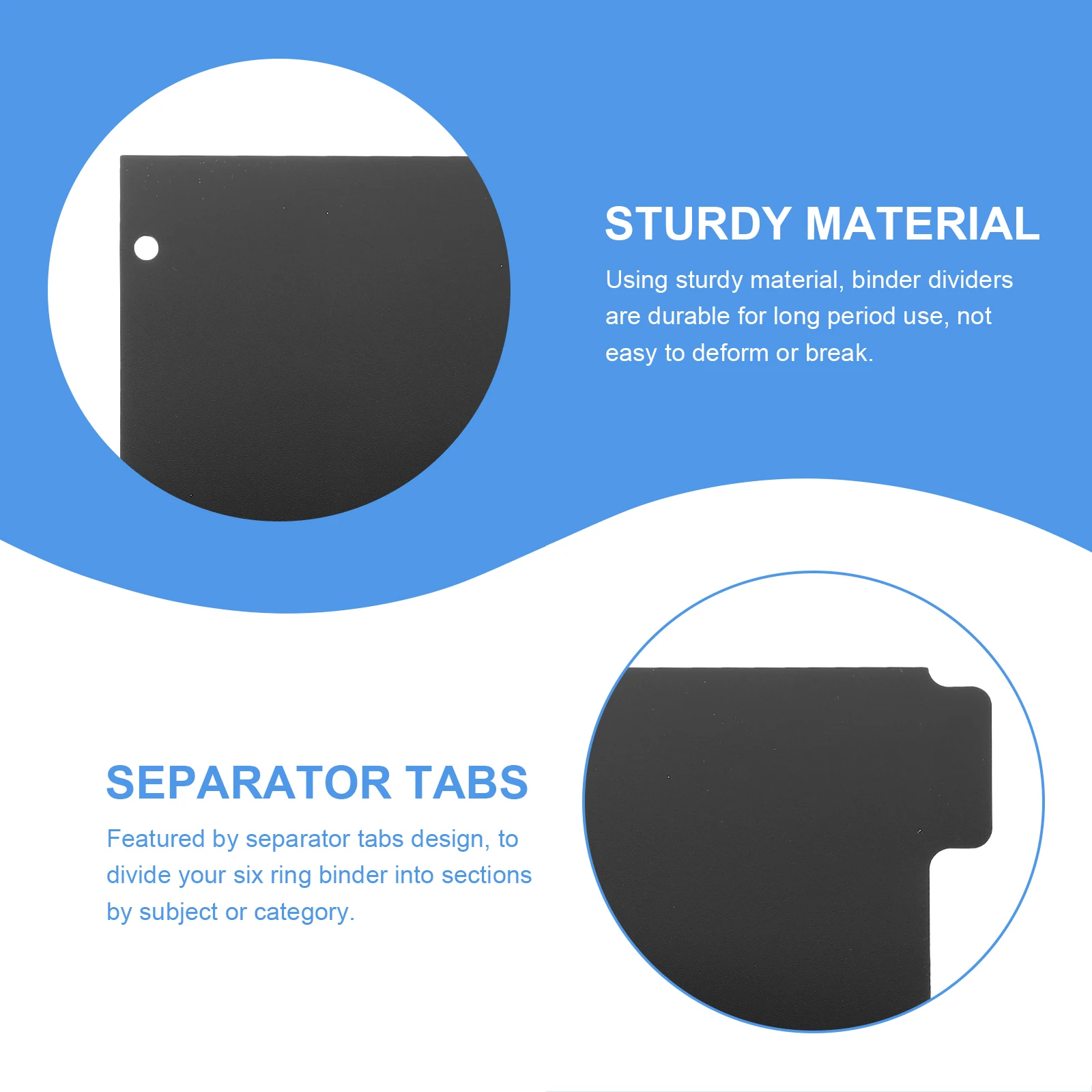 

3pcs Binder Dividers 3 Plastic Page Divider Tabs ganizer Black for School Office Notebook Supplies PP Separator