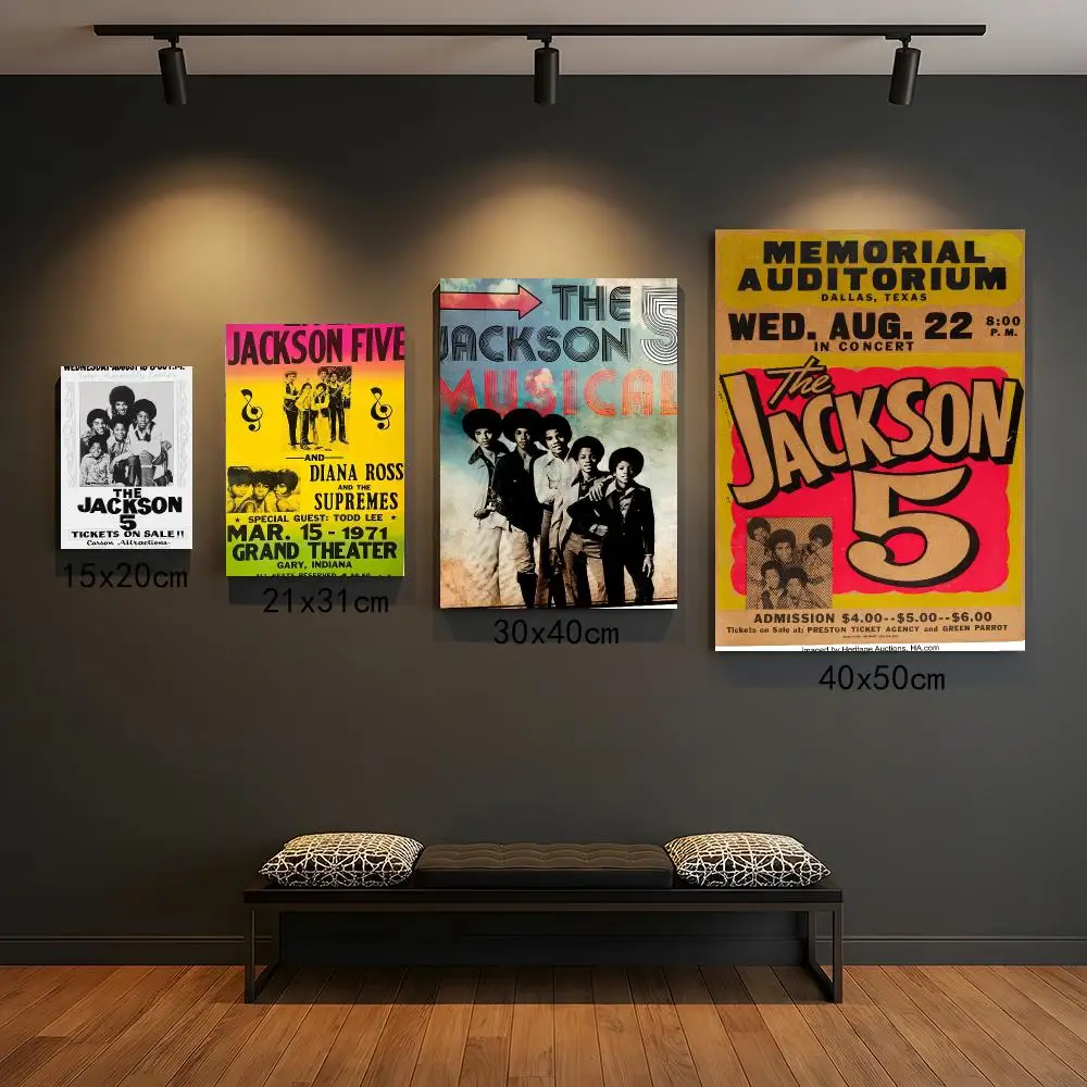 band T-The Jackson 5-N Poster Peel and Stick Wall Art for Cafe Office Bar and Home Decoration