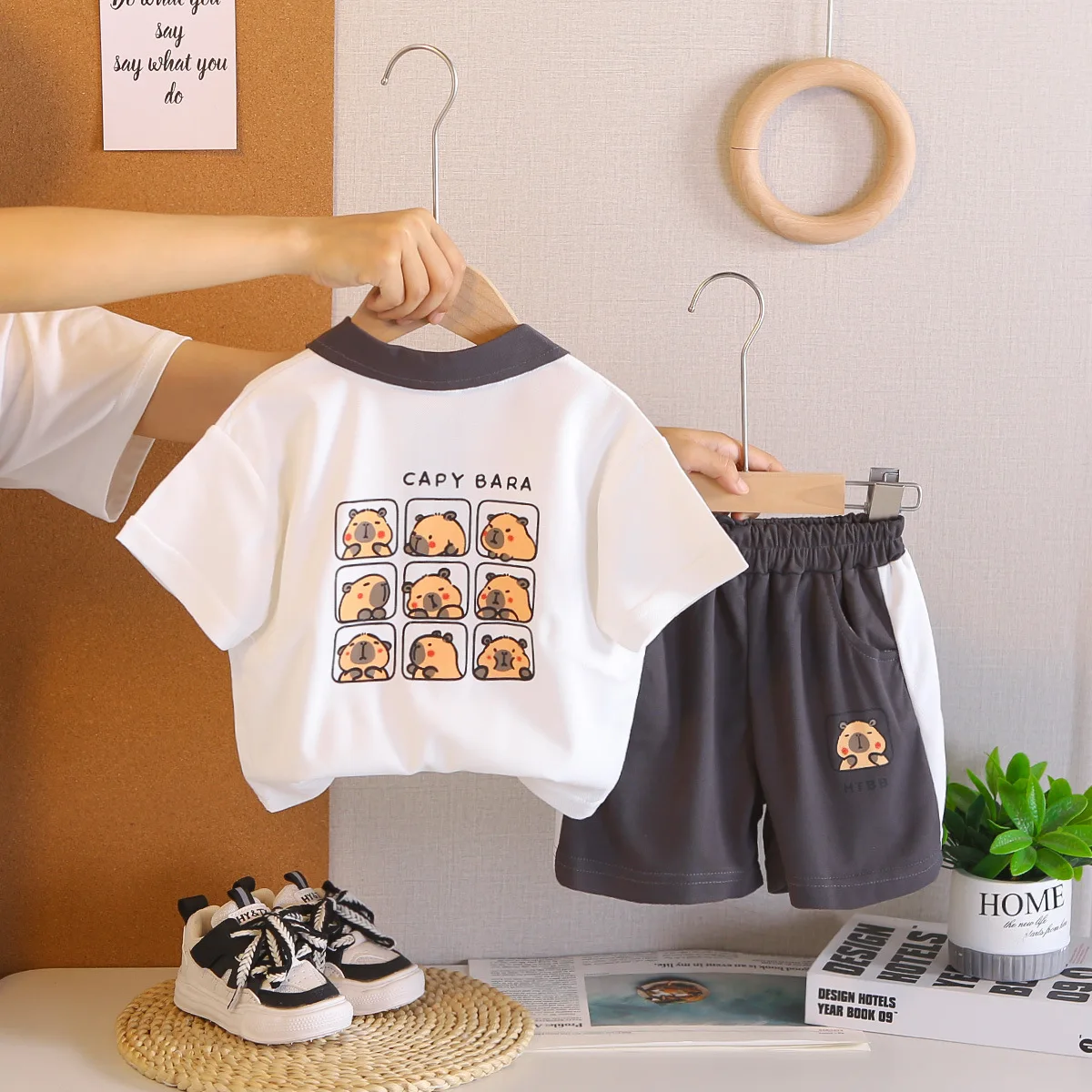 2025 New Baby Boys 2 Piece Set Toddler Boy Summer Clothes Cartoo Short Sleeve Polo Tee and Shorts Kids Preppy Streetwear Outfits