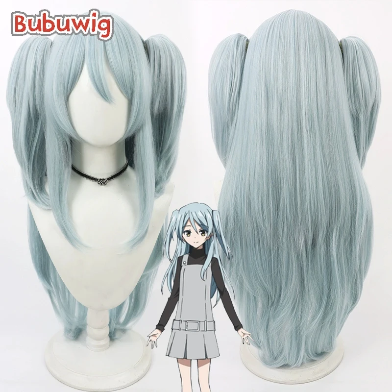 Bubuwig włosy syntetyczne Kirigaya Hitsugi peruka do cosplay s Akuma no Riddle 70cm długie proste jasnoniebieskie kucyk peruka żaroodporne