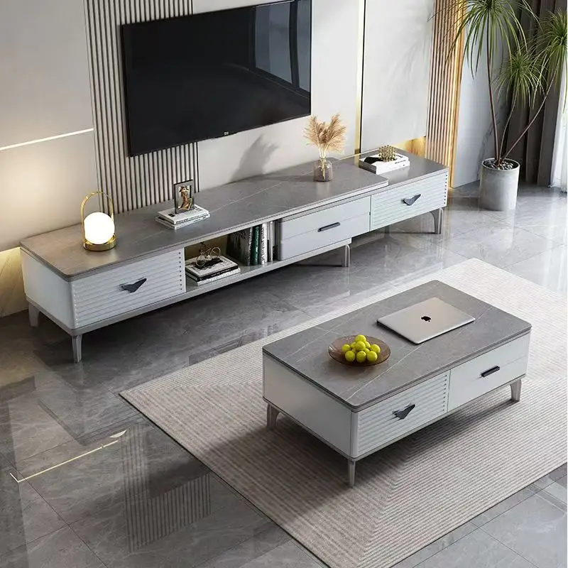 @#Light Luxury Modern Coffee Table TV Cabinet Combination High-end Extendable Factory Cheap Price Wholesale Tv Unit Tv Stand Set