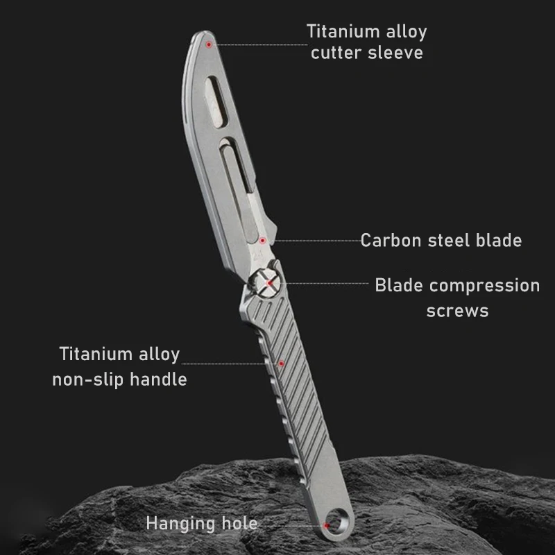 New Titanium Alloy Straight Handle Scalpel With Blade Fixing Screws Ultra-light EDC Tool Send 10pcs NO11/NO24 Replaceable Blades