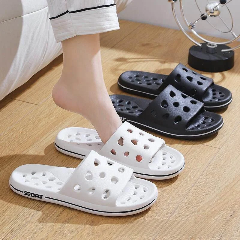 

Non-Slip Bathroom Slippers Men's Summer Bathing Waterproof Hollow Large Size Quick Dry Bathroom Special Shower Slippers Women