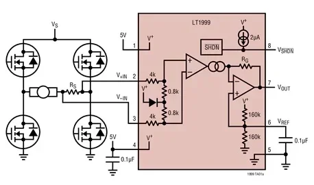 LT1999 LT1999CS8-50 LT1999IS8-50 LT1999HS8-50 - الجهد العالي، مضخم تحسس التيار ثنائي الاتجاه
