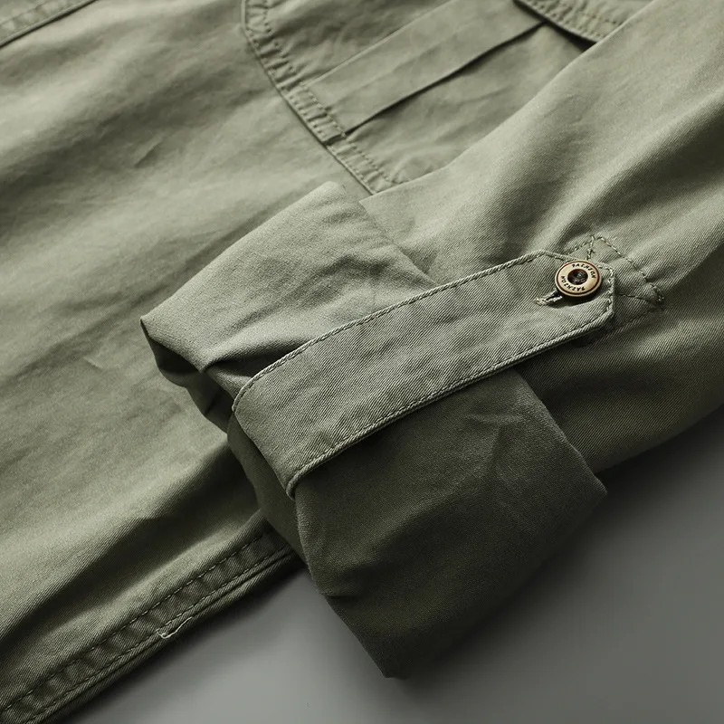 New Spring Autumn Men Outdoor Multi Pockets Long Sleeved Cargo Shirts High Quality Male Cotton Loose Casual Tooling Shirts 5XL