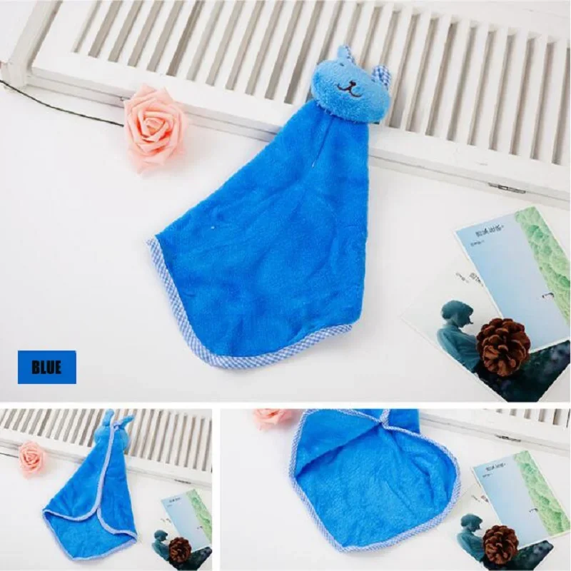 New Baby Infant Coral Velvet Hand Towel Cartoon Animal Rabbit Kitchen Hanging Bath Wipe Towel Washcloths Kids Handkerchief