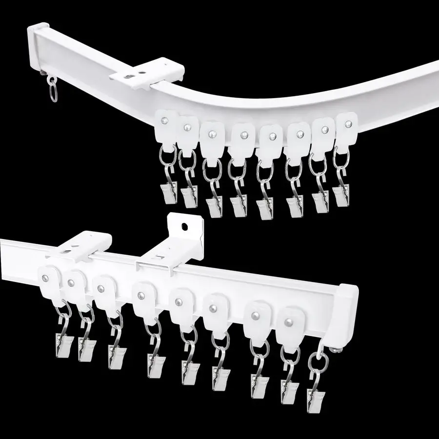 

Flexible Bendable Ceiling Curtain Track, Room Divider Curtain Rod Tracks Ceiling or Wall Mount with Clips, HeavyDuty Divider Cur