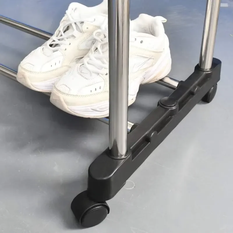 for Adjustable clothing rack with shoe integrator and rotating wheel