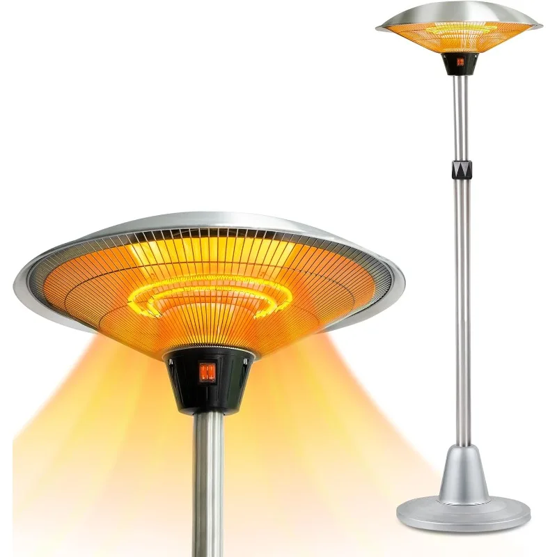 

Electric Patio Heater 1500W for Outdoor Heating with Adjustable Height,Free Standing and Waterproof Space Warmer