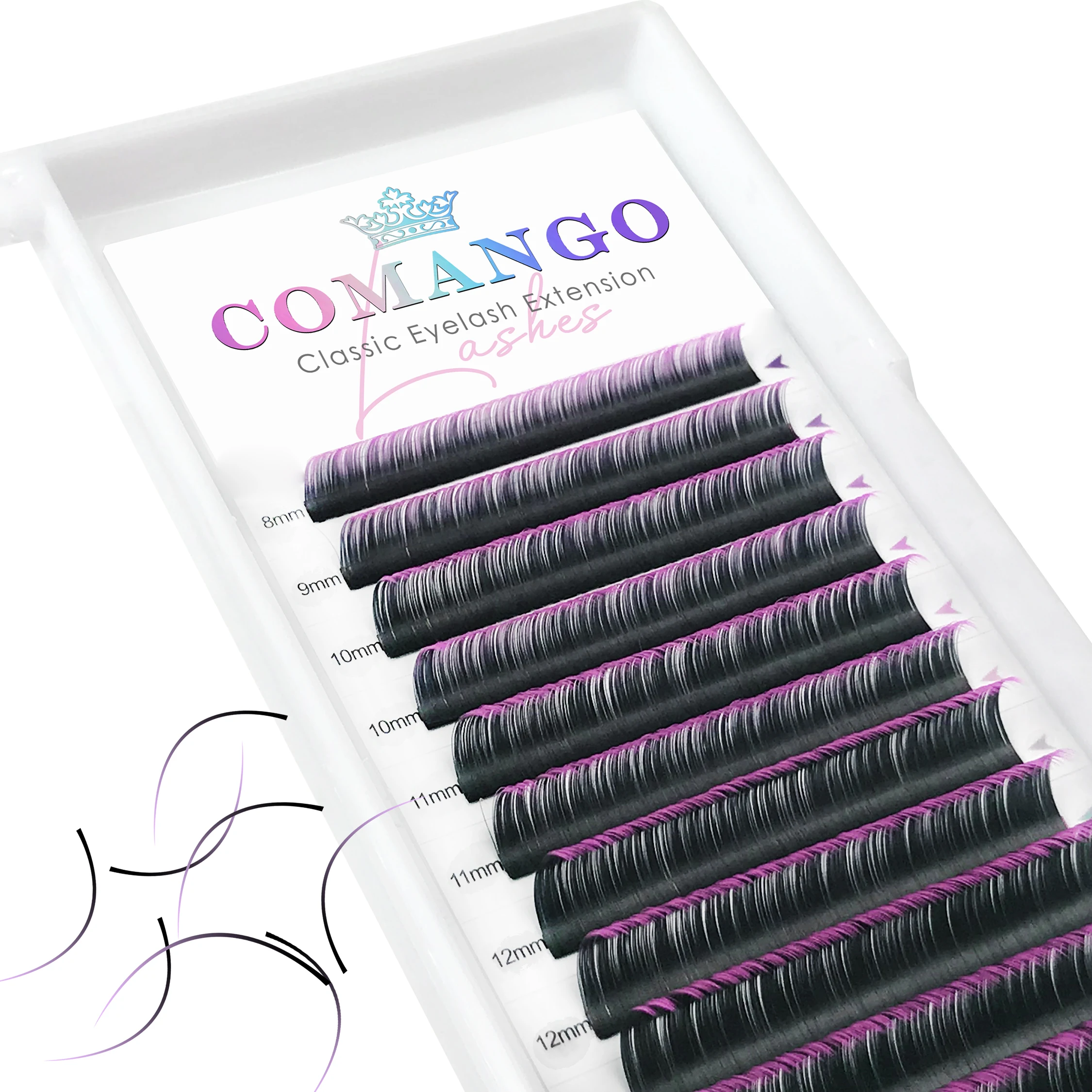 Comango-Ombre Colorido Lash Extension, preto, gradiente vermelho, rosa Individual, Premium Cílios Extensões, Volume Lash Extension