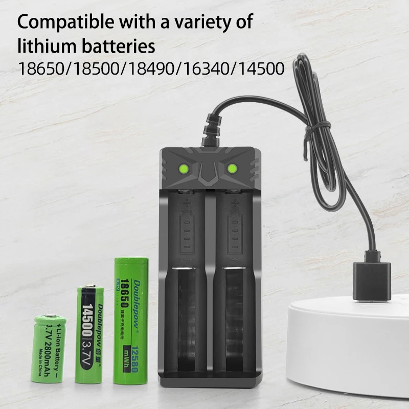 2 Slots USB Dual 18650 Charging 3.7V Rechargeable Lithium Battery 18650 Battery Charger For 18500/18490/16340/14500 Battery