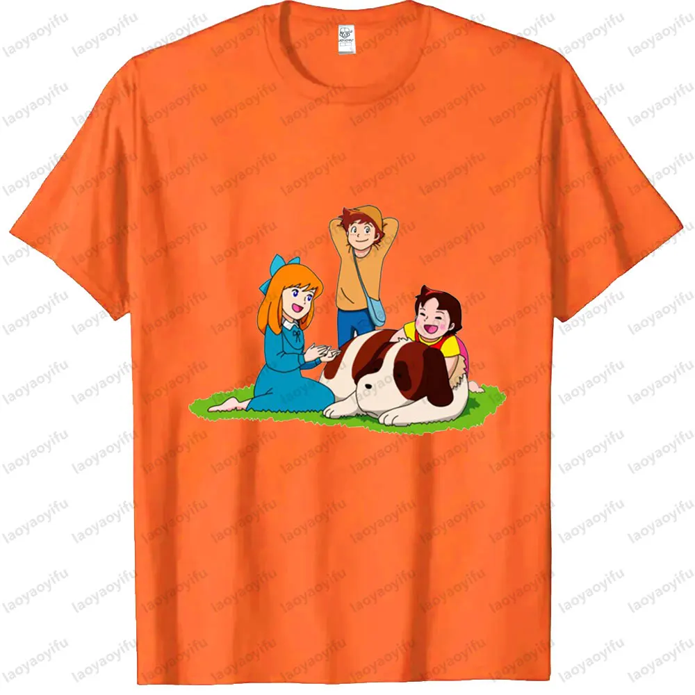 هايدي الفتاة من جبال الألب موضوع تي شيرت لطيف شخصية كرتونية طباعة للجنسين قصيرة الأكمام الرجال النساء الصيف القطن المحملة القمم #3