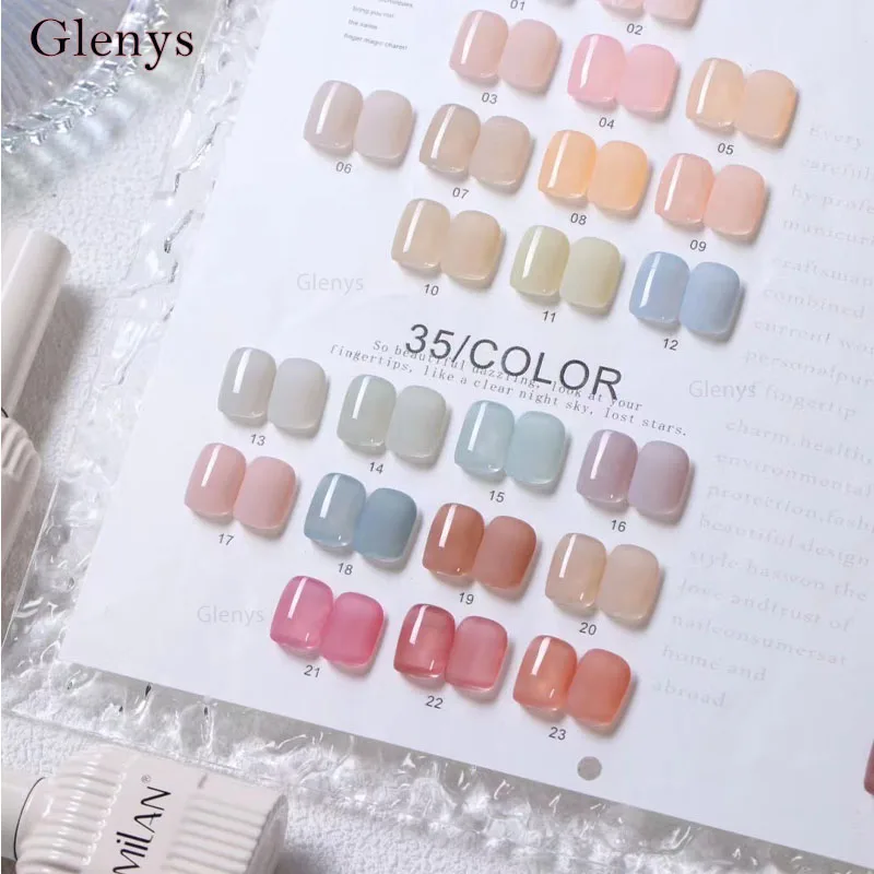 Glenys 35 Kleuren Bloem Tak Zoete Pomelo Nagellak Tape Kleurenkaart Voor Nagelsalon Groothandel Uv Gel Leren Set 15Ml