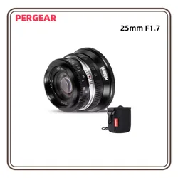Pergear 25mm F1.7 Manual Camera Lens APS-C for Fuji X Canon RF Nikon Z M4/3 Sony E Mount Large Aperture mirrorless cameras