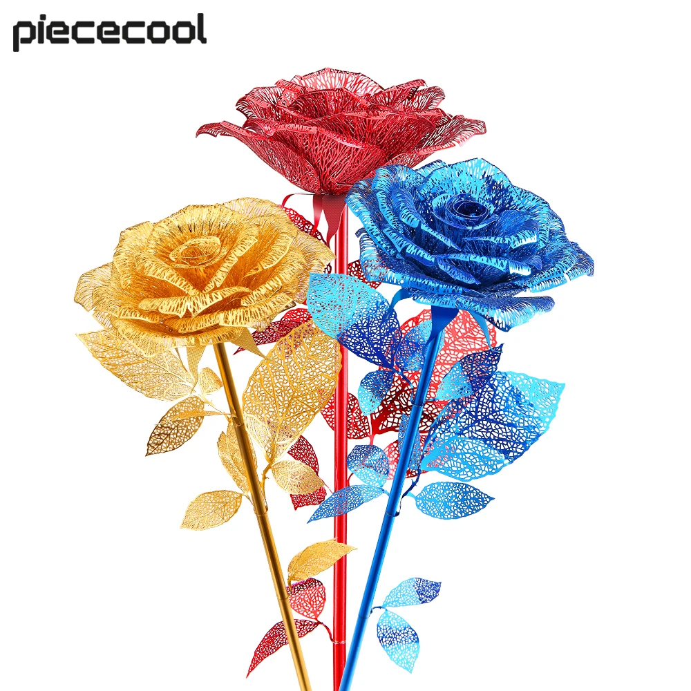 

Piececool 3D Metal Puzzle Golden Rose DIY Model Kits for Adult Teen Toys Jigsaw Valentine's Day Gifts