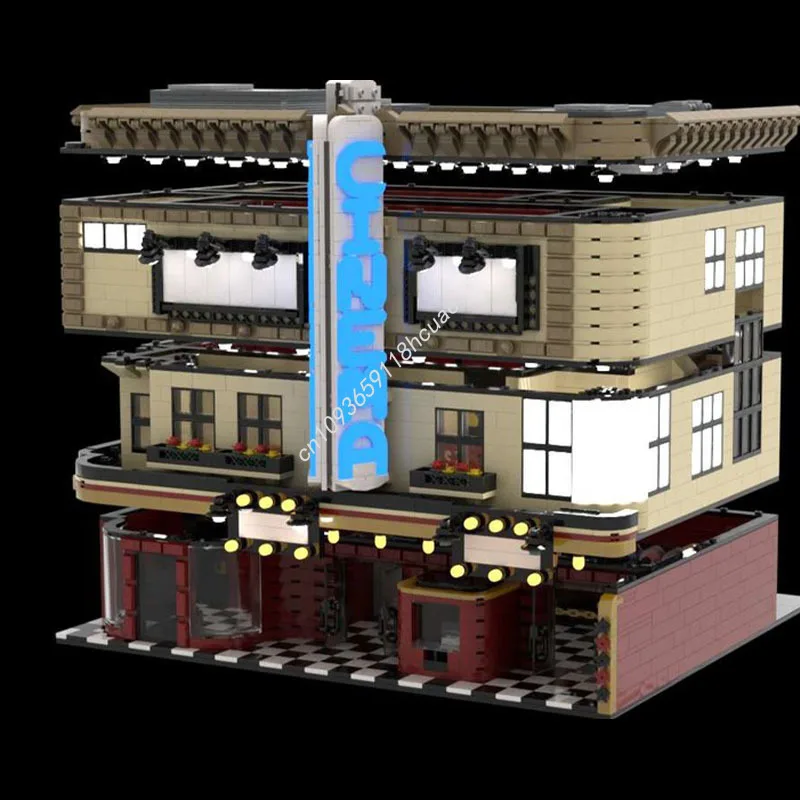 6776 stücke MOC Kino Modulare Gebäude Modell blöcke DIY Kinder Montieren Ziegel spielzeug kreative Architektur Weihnachten geschenke