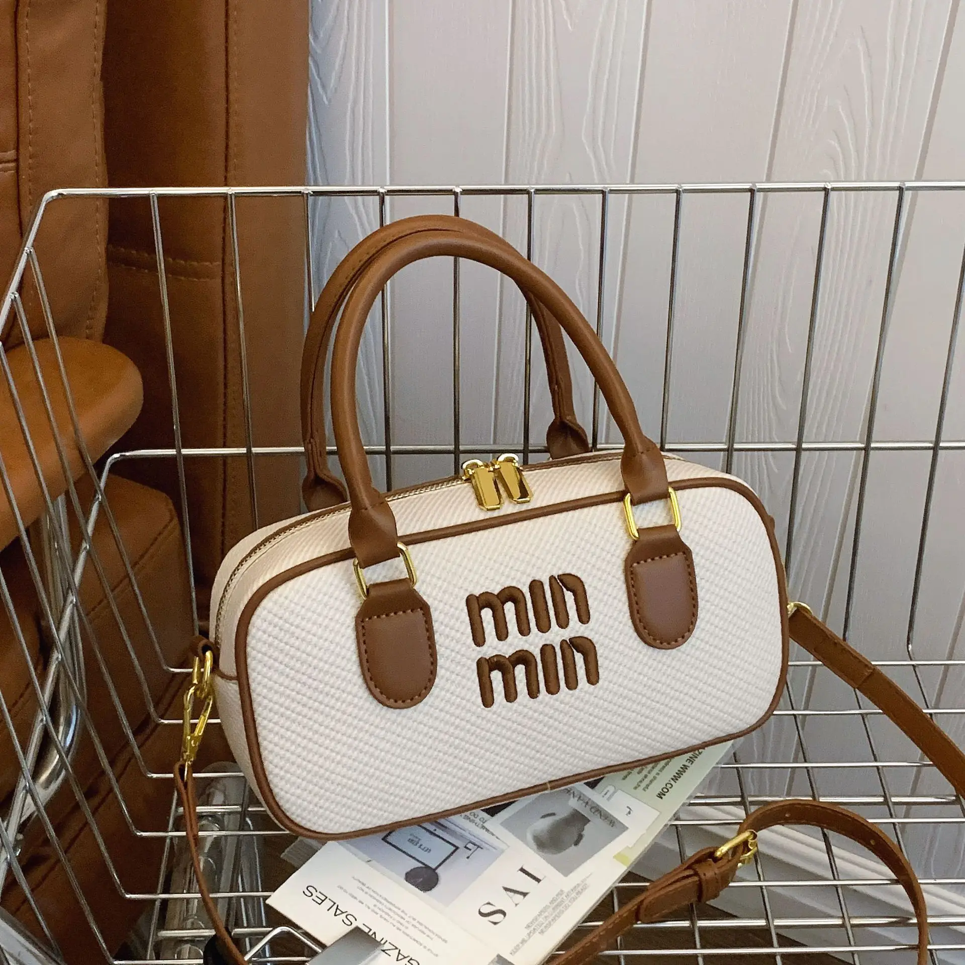 

Шикарная женская сумка Boston в стиле ретро, кожаная сумка через плечо премиум-класса с верхней ручкой, элегантная сумка с цветными блоками для работы и поездок на работу