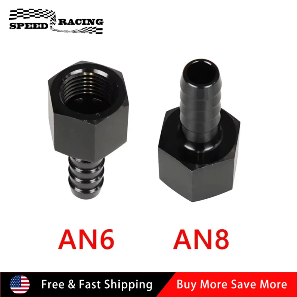 High Quality Aluminium Fuel Line Hose Adapters AN6 AN8 Thread Male To 3/8" AN6 AN8 Hose Fitting Adapter with Connector Black