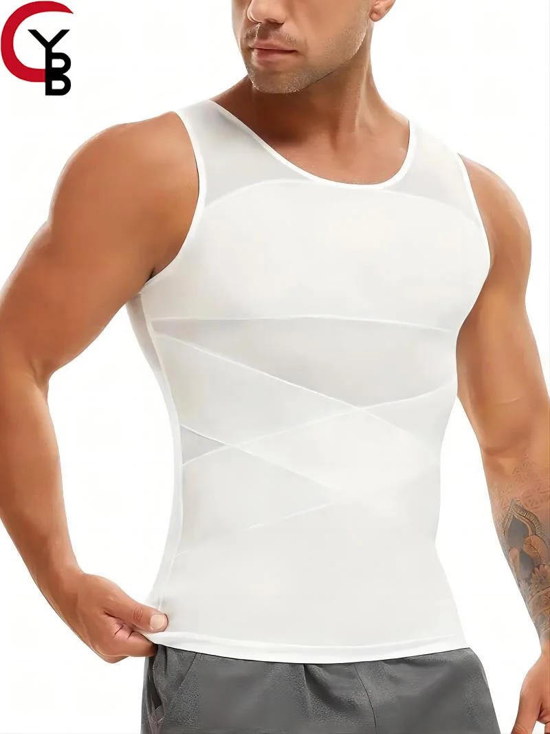 Mens Compression Shirt Slimming Body Shaper Vest Sleeveless Undershirt Tank Top Tummy Control Shapewear Sport Vest