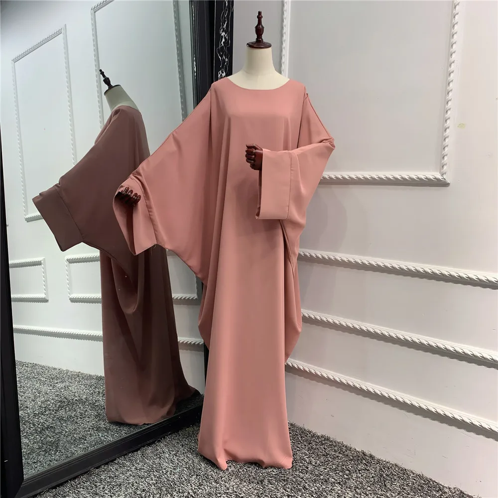 

Muslim Women Solid Color Maxi Dress Modest Abayas Prayer Garment Islamic Clothing Ramadan Abaya Dubai Turkey Robe Eid Kaftan