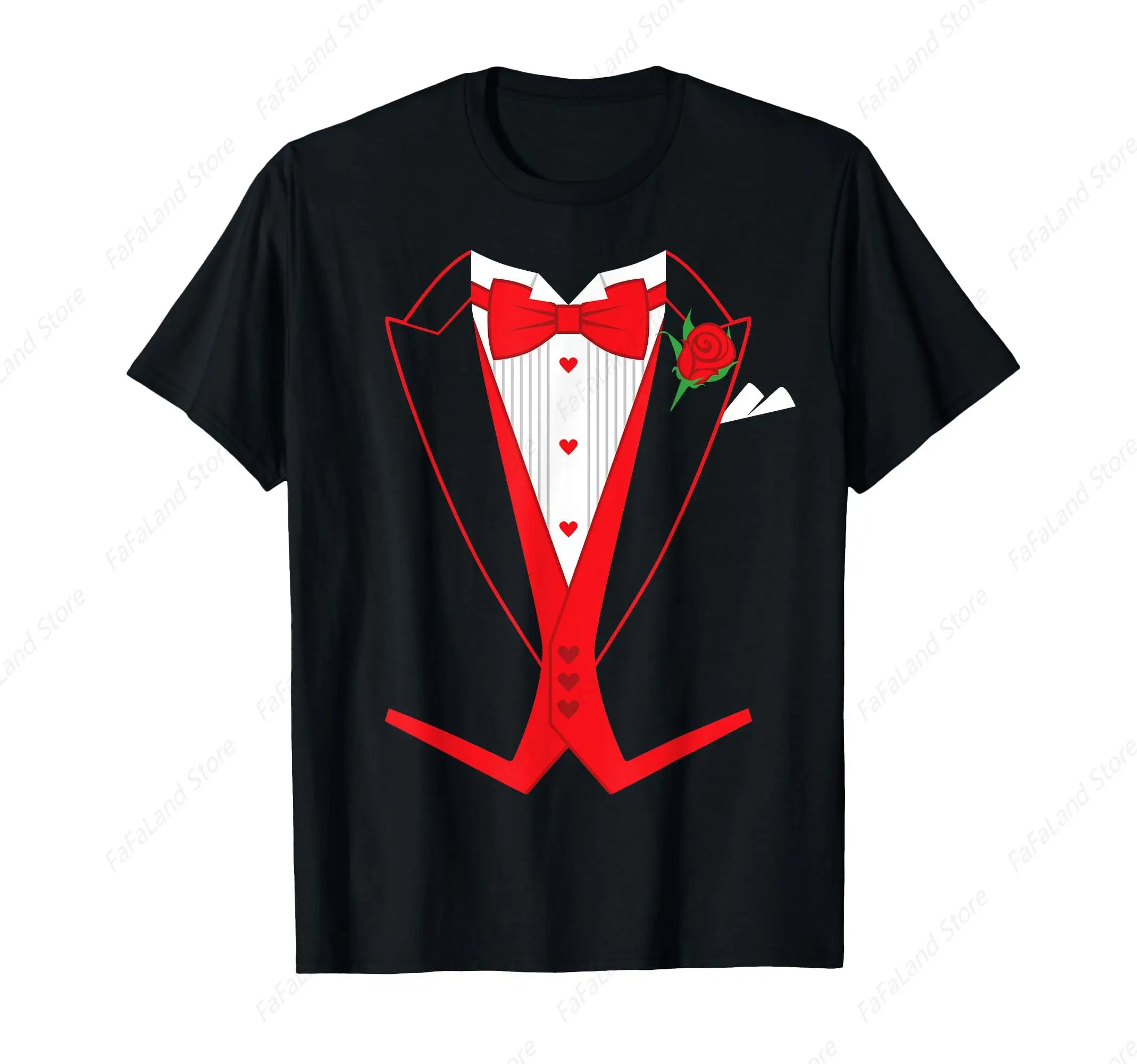 Valentine's Day Tuxedo Red Bow Tie Costume for Guys T-Shirt