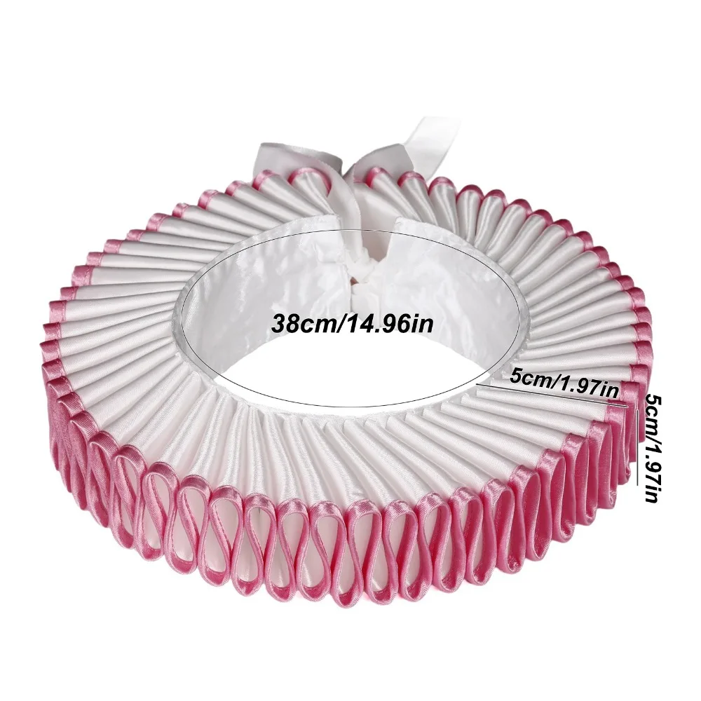 Kostum Victoria Opera Kerah Ruffle Leher Halloween Dapat Dilepas Kerah Ruff Badut Sirkus Retro Antik