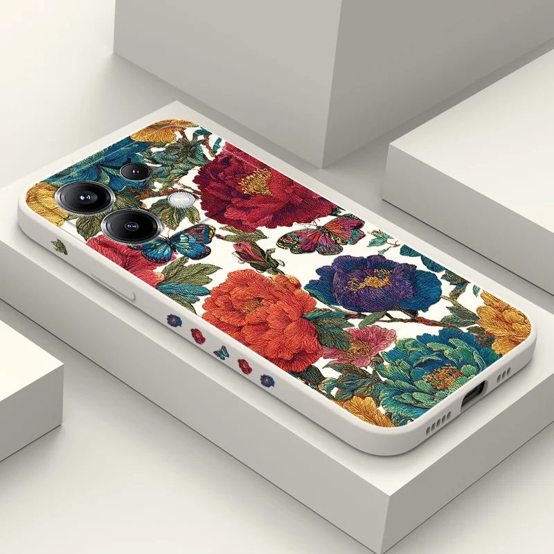 

Embroidery Flower Phone Case For Xiaomi Poco F7 X7 X6 F6 M6 M5 M5S F5 X5 F4 X4 M4 F3 M3 X3 Pro 4G 5G GT Silicone Cover