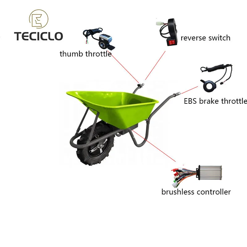 

Electric Wheelbarrow Kit 24V/36V/48V 250W/350W/400W/500W Brushless Controller Brake Thumb Throttle Reverse for Wheelbarrow