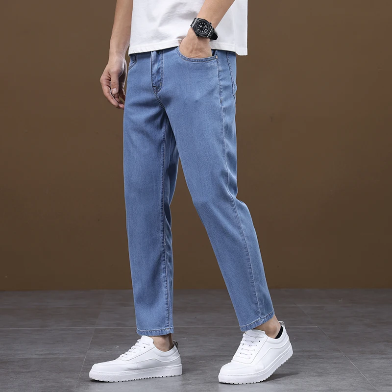 

Новые модные джинсы-брюки 7/8 для мужчин 2026 года: трендовые, универсальные, весенне-летние, прямые, стрейч, с эффектом похудения