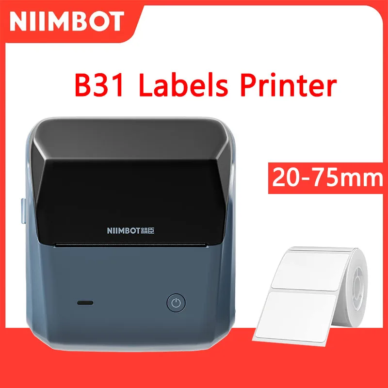 NIIMBOT B31 Mini Label Printer Portable Handheld Thermal Printer Adhesive Sticker Paper Color Rolls Barcode QR Code Maker Cable