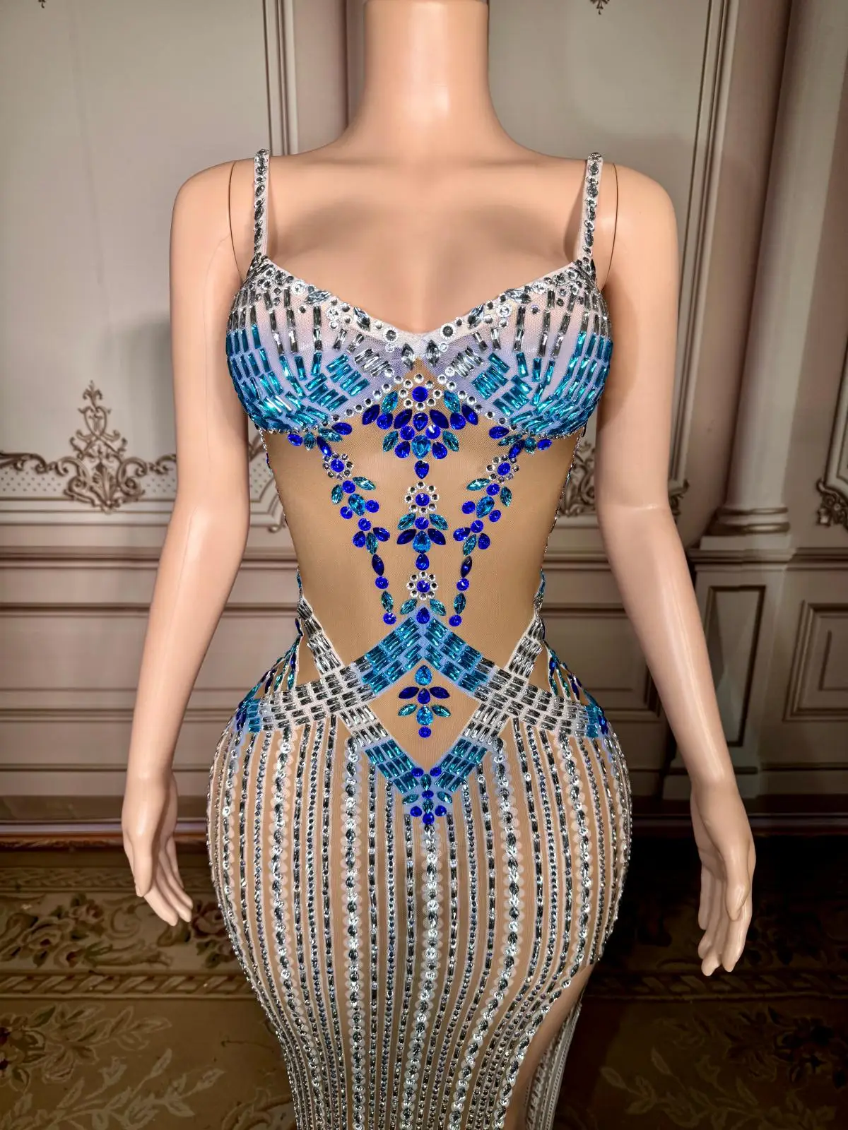 ZD blanc cristal perles longue robe de bal pour les filles noires mode dames robes pour Occasions spéciales Sexy robes de soirée Cuican