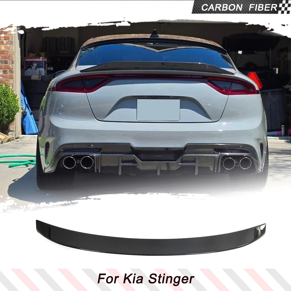 

Задний спойлер из углеродного волокна для Kia Stinger 2018-2023, задний багажник, гоночный спойлер, комплекты кузова, аксессуары, крыло, губа, FRP, черный