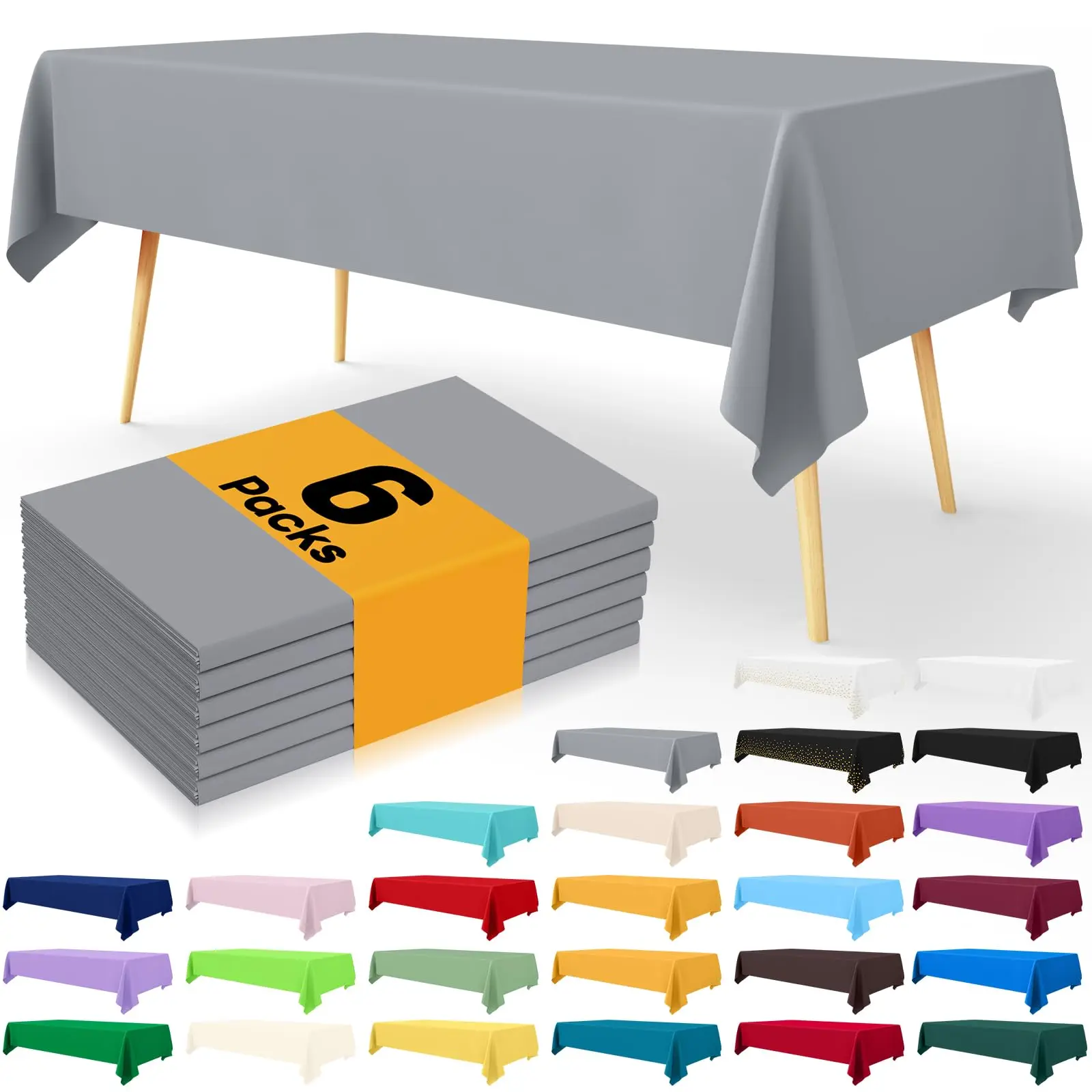 Olanly Disposable Table Cloth Outdoor Parties Dinner Rectangle Tablecloths Waterproof Plastic Table Covers For Decor 54X108inch