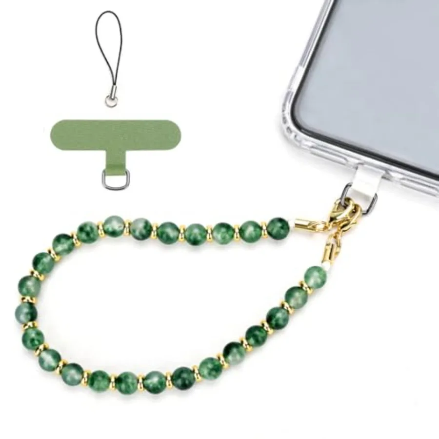 

Marble Beaded Phone Wrist Strap, Cellphone Lanyard with Tether Tab, Hands-Free Wristlet Bracelet