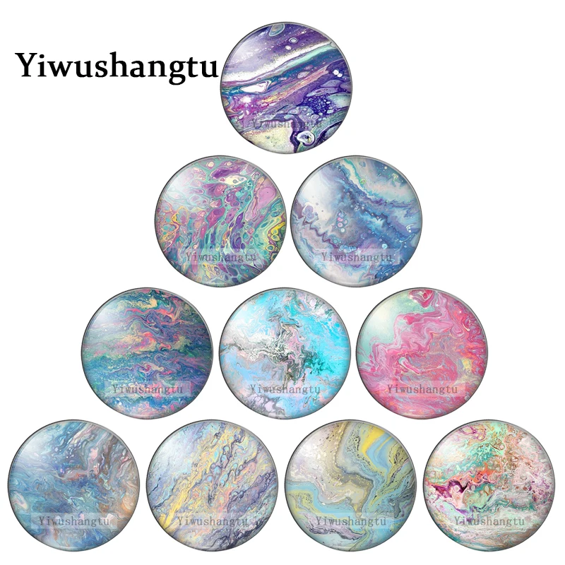 

Colorful Water stone Texture Patterns 12mm/18mm/20mm/25mm Round photo glass cabochon demo flat back Making findings