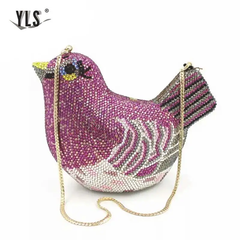 Bird Evening Bags Clutches  Bird Design Rhinestone Diamond Box Clutch Evening Bag Women Handbags YLS-A15