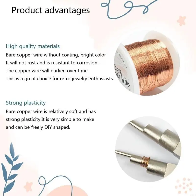 

Bendable Copper Wire Beading Wire Cord Tarnish-Resistant DIY Craft Jewelry Making Accessories for Artistic Creations