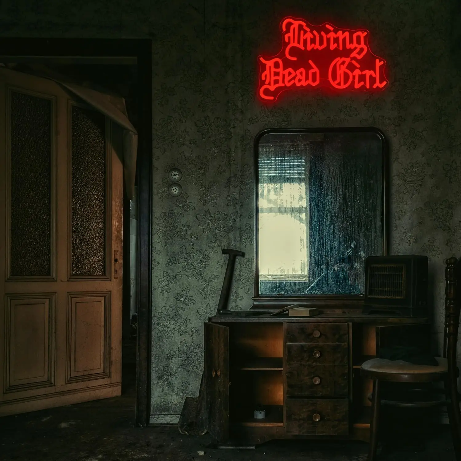 المعيشة الميتة فتاة النيون USB عكس الضوء القوطية مخيف LED ضوء النيون لقصر مسكون هالوين حفلة الرعب غرفة ديكور هدية