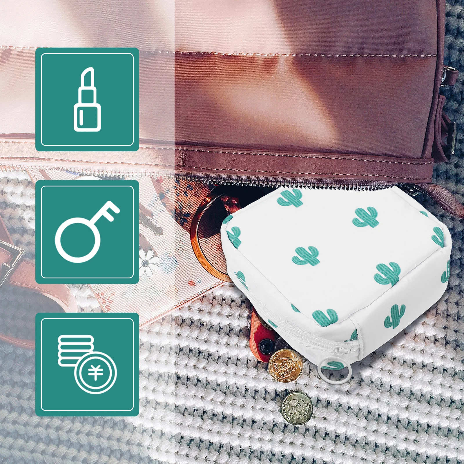 

1Pcs Menstrual Pad Bag Waterproof Cartoon Design Portable Sanitary Napkin Holder Coin Storage Pouch Change Purse