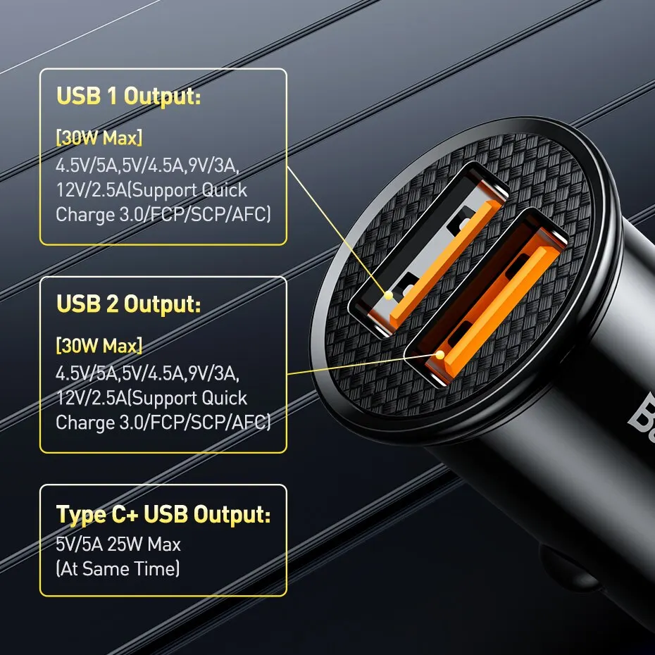Baseus 30W USB autolader snel opladen 4.0 3.0 FCP SCP USB PD voor Xiaomi iPhone 12 13 14 Pro snel opladen auto telefoon oplader