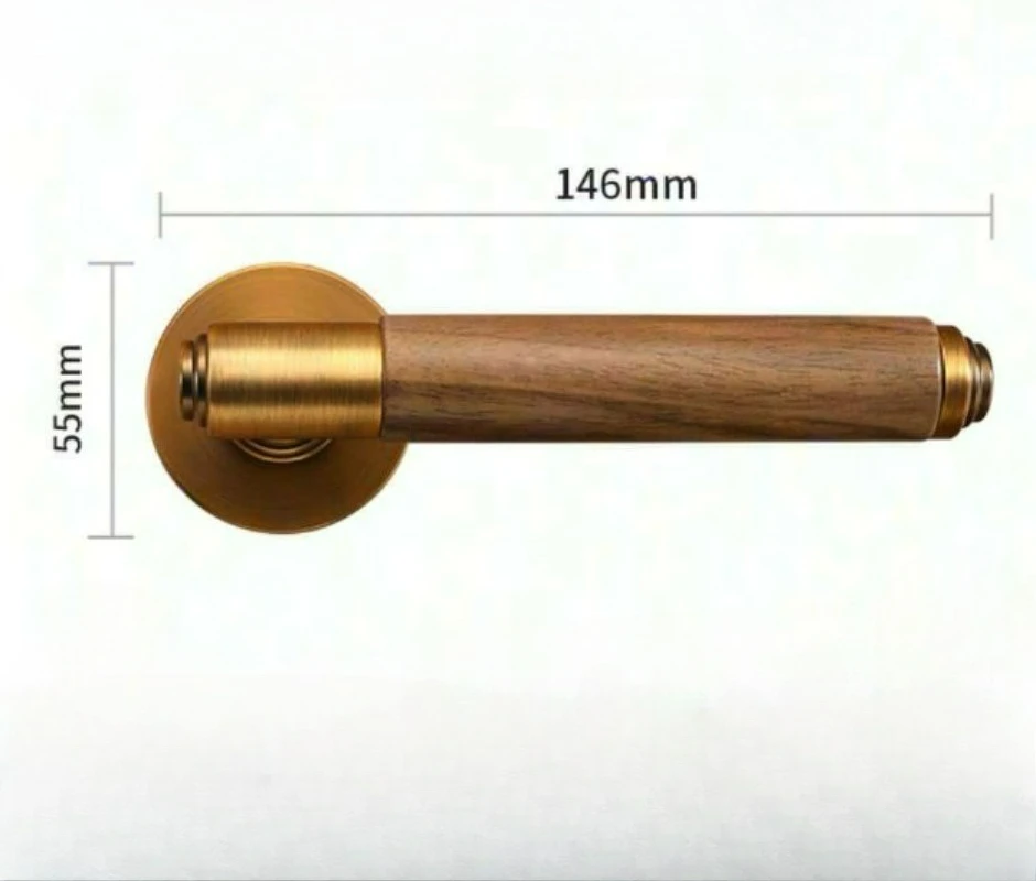 Walnut Wood Indoor Bedroom Door Lock Universal Solid Wood Door Handle Original Wood Style Quiet/Magnetic Locking Mechanism
