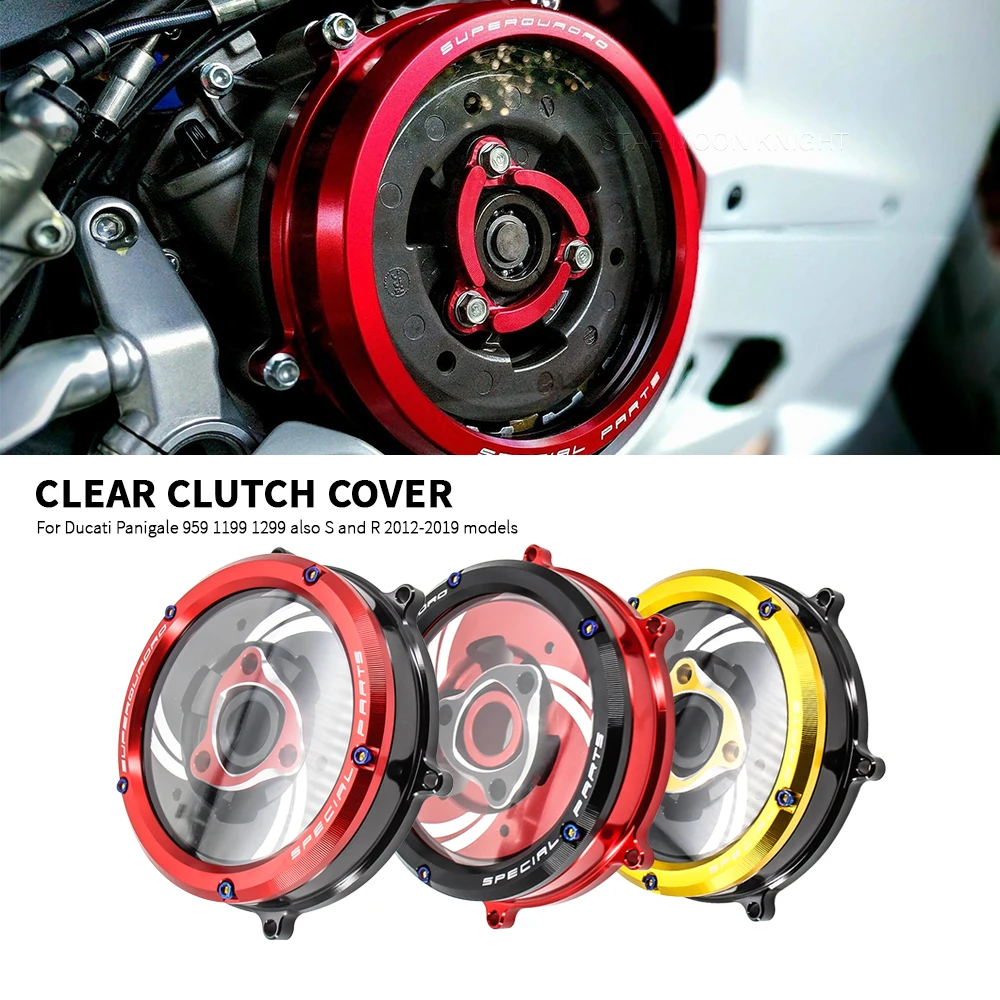 

Motorcycle Accessories Engine Clear Clutch Case Cover Protector Guard For Ducati Panigale 959 1199 1299 S R 2012 - 2018 2019