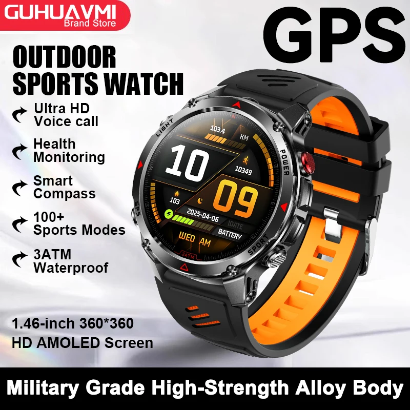 2025 Nieuwe GPS Kaart Navigatie Smart Horloge Mannen Vrouwen Amoled Scherm 3ATM Waterdichte Sport SmartWatch Kompas NFC BT Call Horloges Mannen