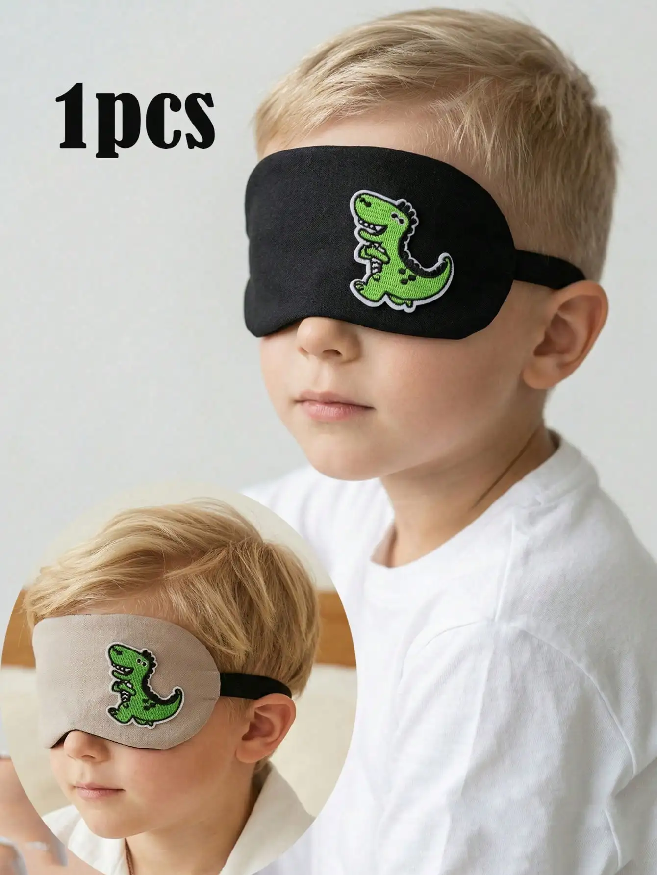 1pcs Full Black Cartoon Dinosaur Sleep Eye Mask Light Blocking Soft Eye Cover, Multifunctional Eye Shade for Nap, Flight, Travel