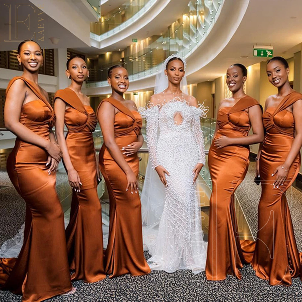 Robe de Demoiselle d'Honneur en Satin Orange Brûlé, Élégante, pour Invités de Mariage, ix